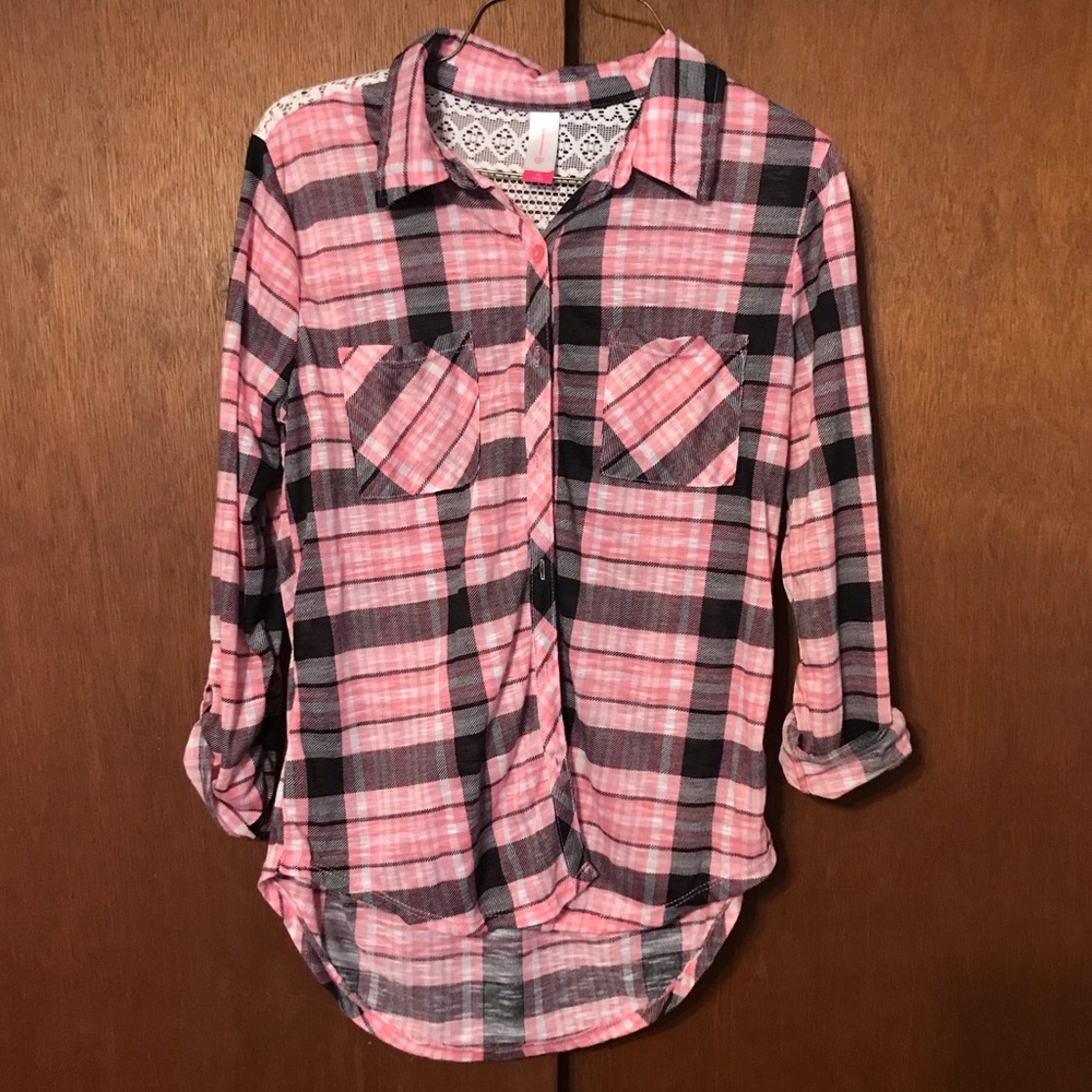 Lace plaid shirt